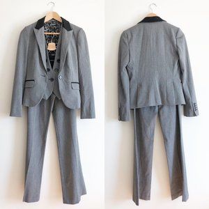 Express Marled Gray Three Piece Editor Pant Suit 4